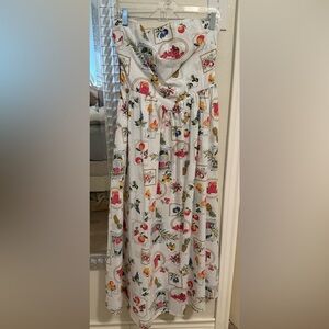 Jessica Simpson Floral and Fruit Print Strapless Dress Size Large